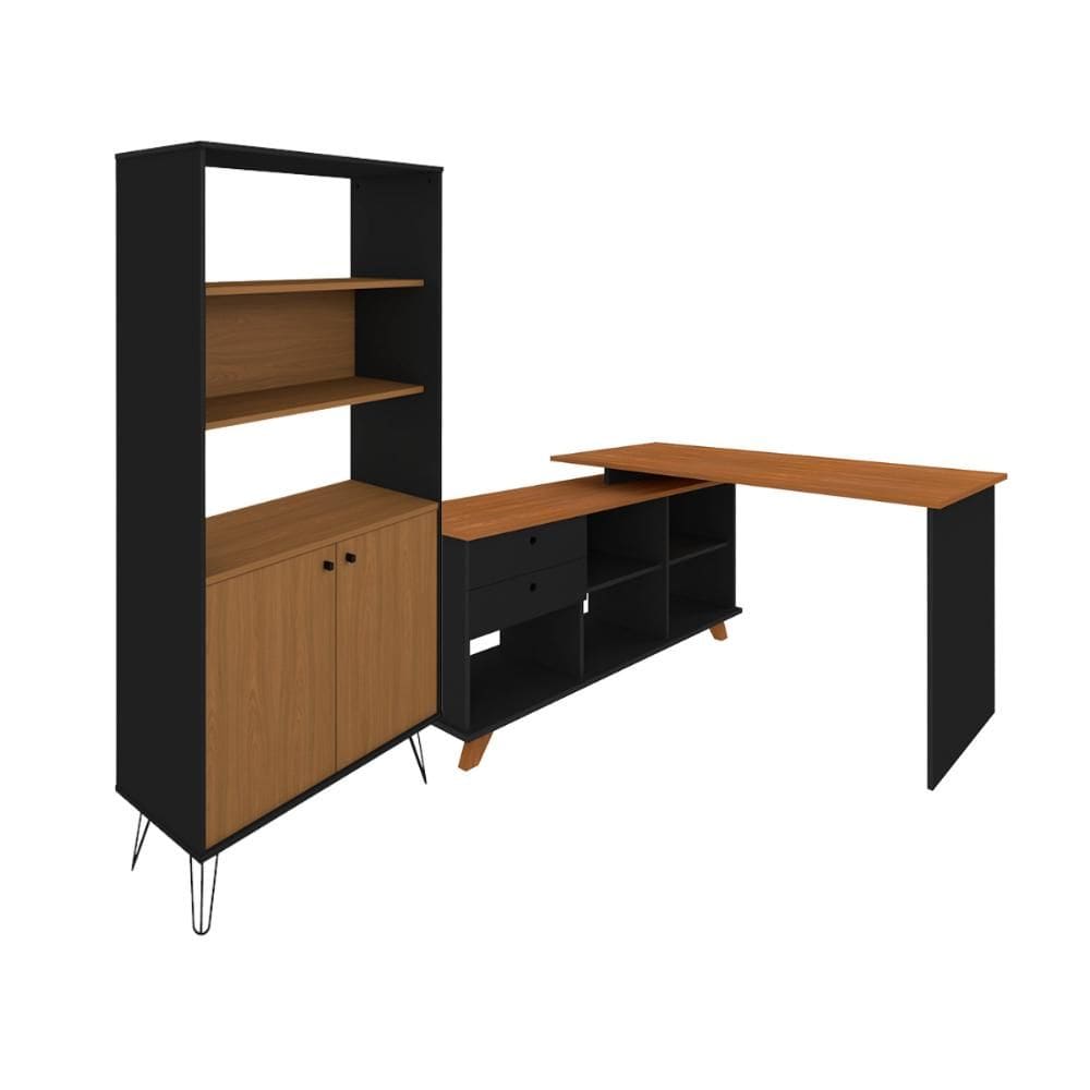 Escrivaninha e Estante Bruxelas Freijo Preto