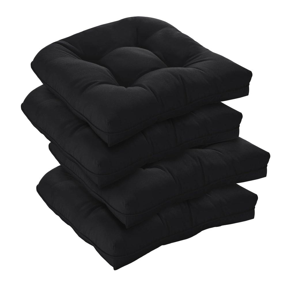 Conjunto de 4 almofadas para cadeiras de exterior de luxo à prova d`água pretas