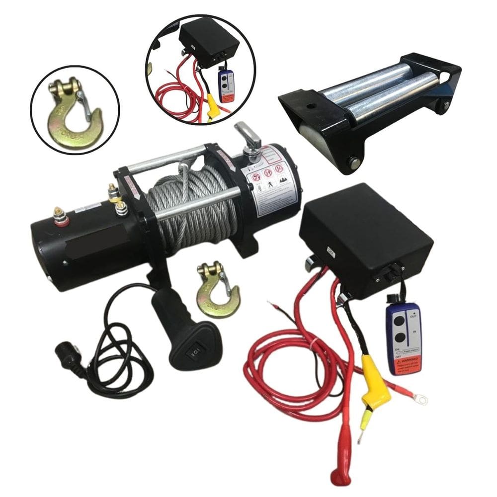 Guincho Elétrico 12V 24V 12000 LB Cabo Aço 26 metros e Controle Remoto 5443 Kg Importway Iwge-12000