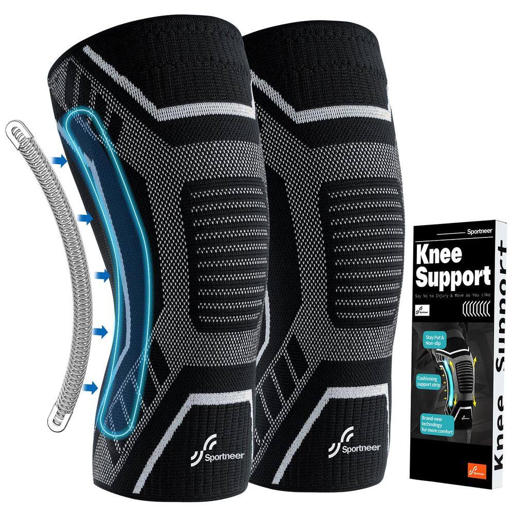 Joelheira Sportneer Copper Kneer, manga de compressão de joelho preta