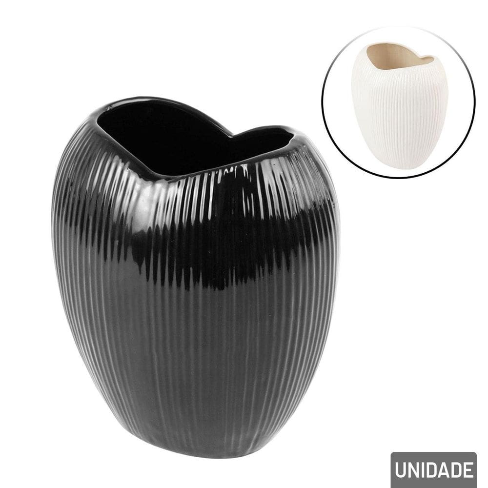 Vaso Decorativo de Cerâmica 15cm Canelado Color - Tudo em Caixa