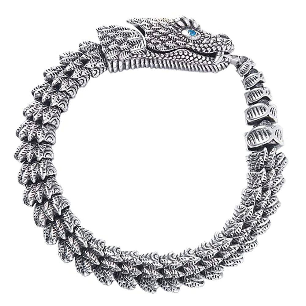 Pulseira WFLWLHH Vintage Snake para homens em prata, feita à mão, cobre