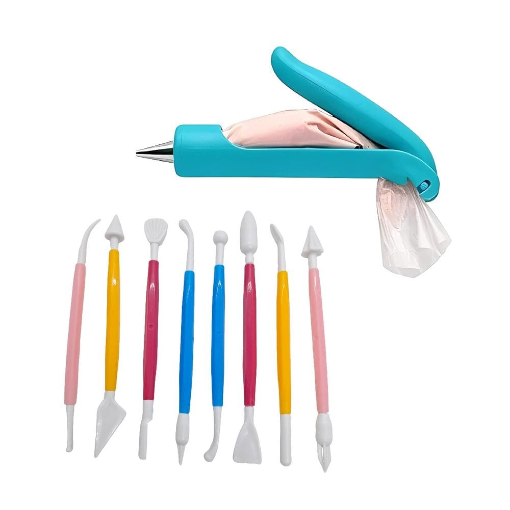 Kit Caneta Confeiteiro Com 8 Estecas para Decorar Bolos