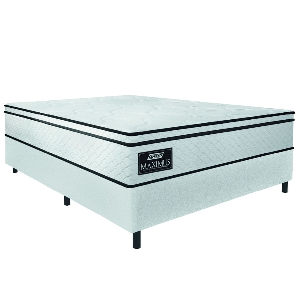 Cama Box Casal Gazin Colchão Molas Ensacadas 138x188x62cm New Branco