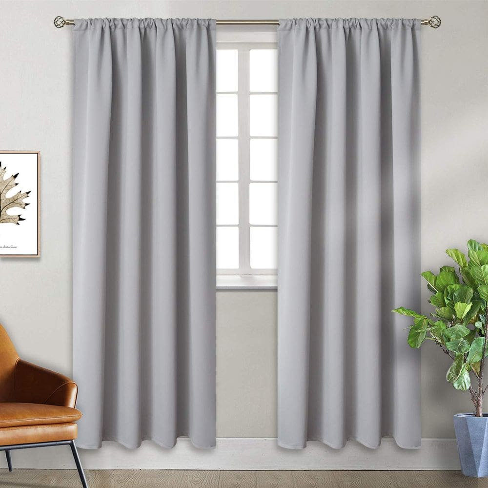 Cortinas BGment com isolamento térmico Blackout 107x213cm Cinza claro