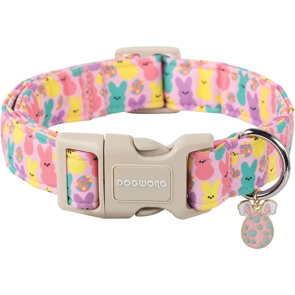 Coleira de cachorro DOGWONG Easter Cute Bunny Eggs Pink Babbit Girls