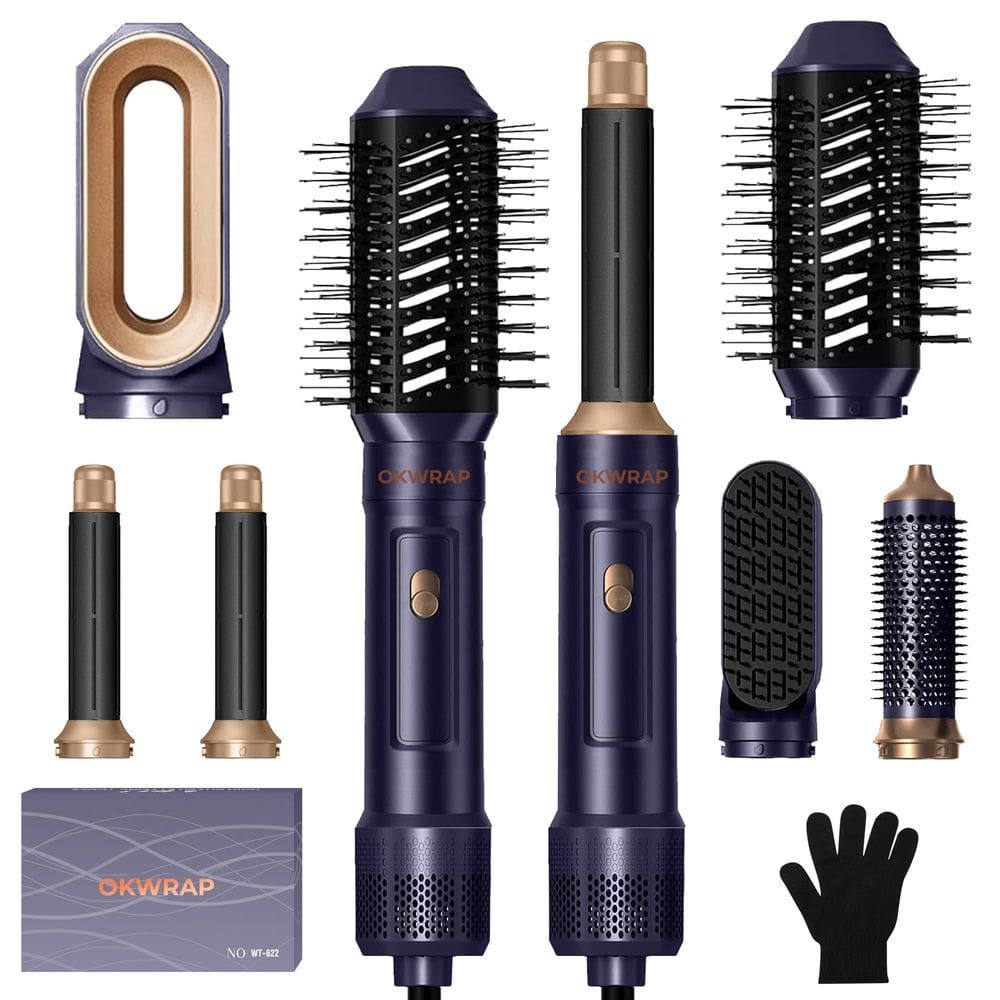 Escova de secador de cabelo OKWRAP 6 em 1 Auto Air Curling Iron 1000W