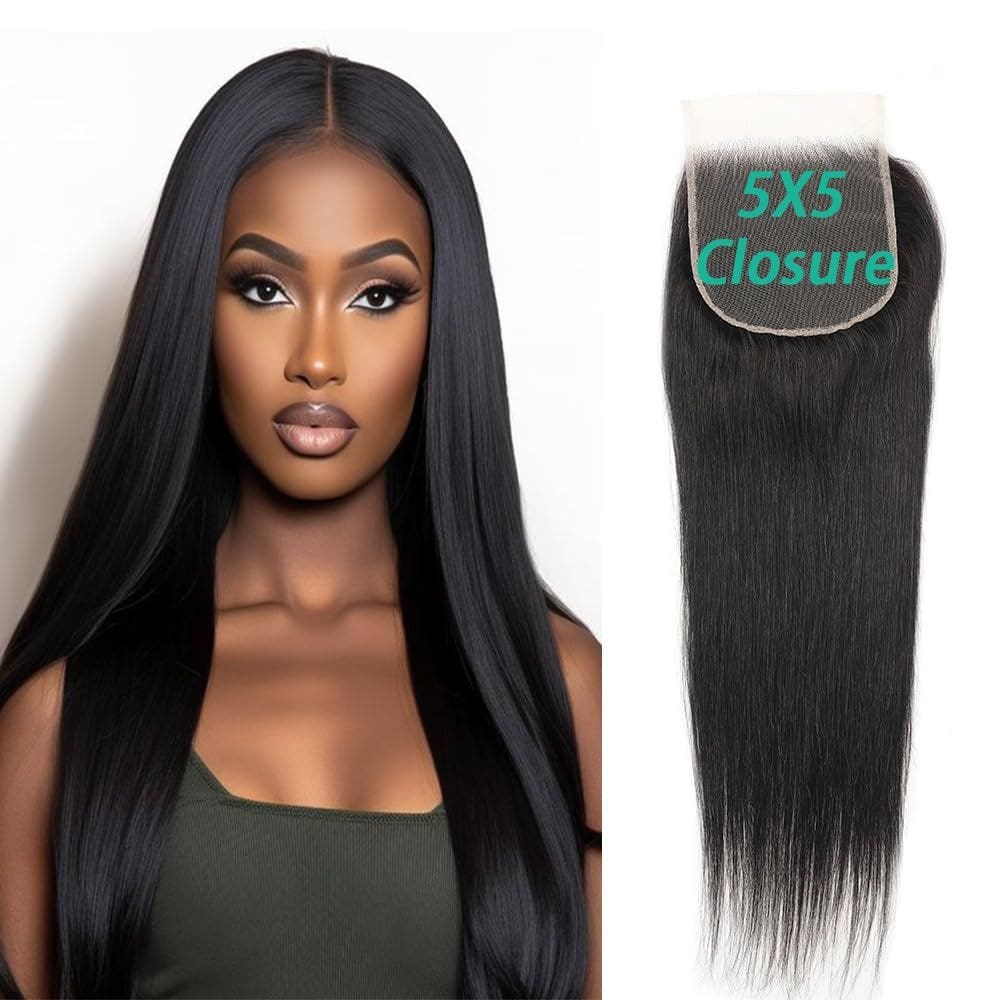 Fecho: FEHOKA 5x5 HD, renda, 20 cm, cabelo humano liso, natural