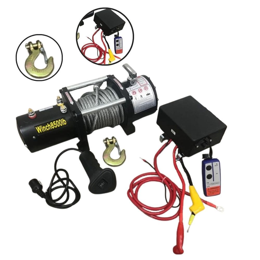 Guincho Elétrico 12V 8500 LB com Cabo Aço 24 metros e Controle Remoto 3863 Kg Importway Iwge-8500