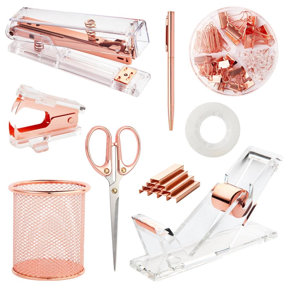 Conjunto de acessórios de mesa yuun Rose Gold Acrylic Stapler Tape