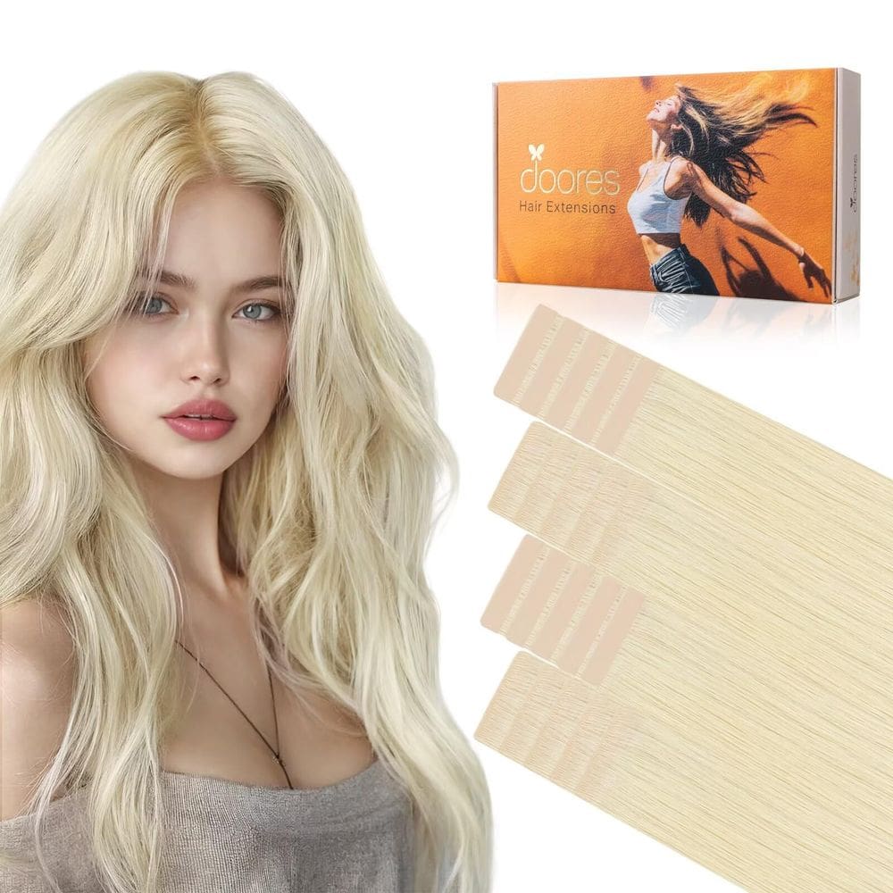 Extensões de cabelo DOORES Invisi Edge Tape em loiro platinado