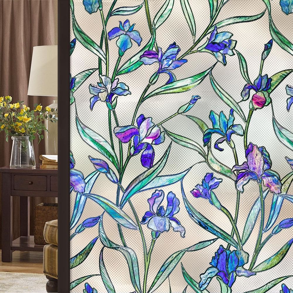 Filme de privacidade para janelas Coavas Stained Glass Violet Flower 60x200cm