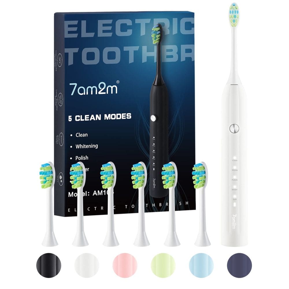 Escova de dentes elétrica 7AM2M Sonic para adultos/crianças 6 cabeças de escova