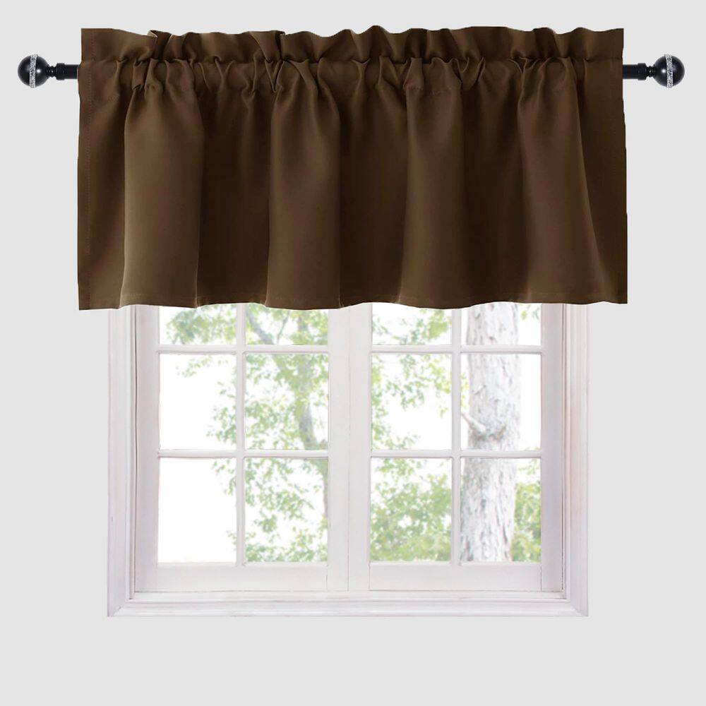 Cortinas Valance Hiasan Blackout Brown 132x46cm para sala de estar
