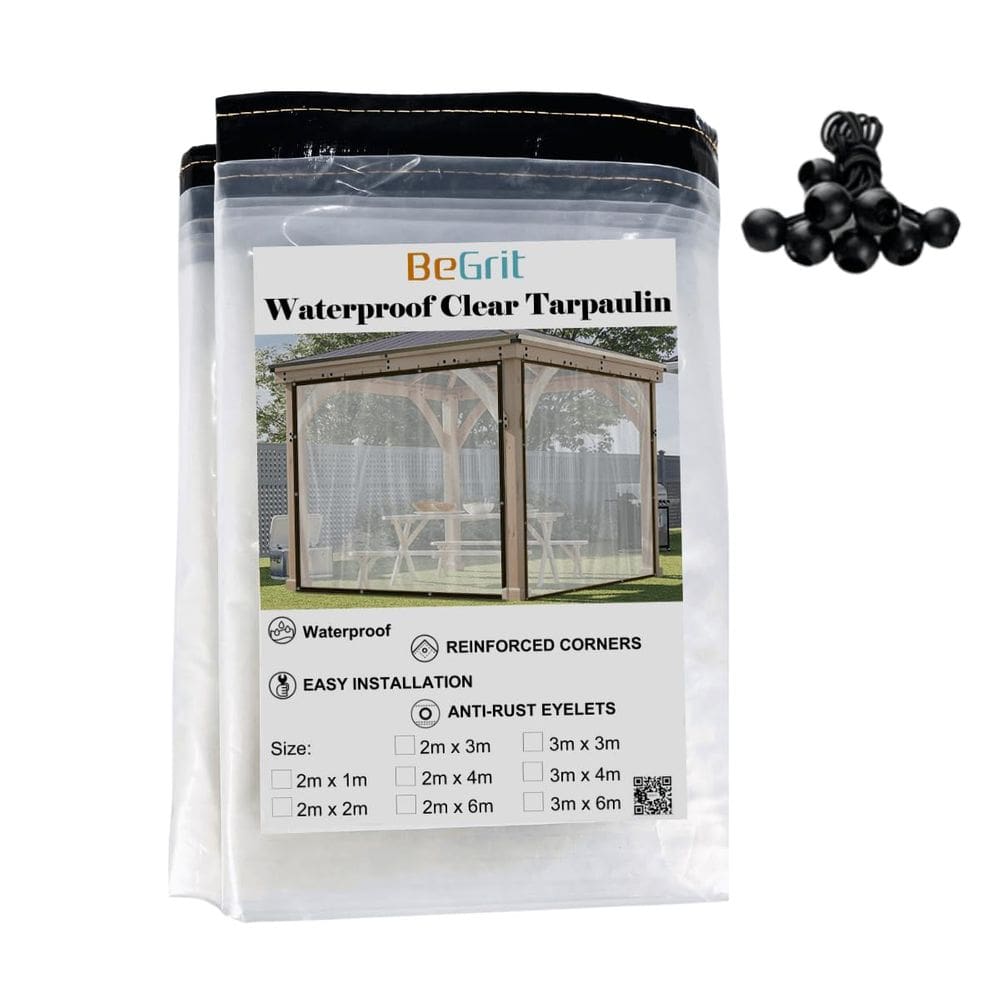 Lona transparente BeGrit impermeável transparente 3x4m com cordões