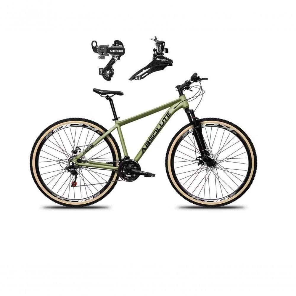 Bicicleta Aro 29 Absolute Nero 5 Alumínio 24v Câmbios Shimano Garfo Suspensão Pneu Faixa - Oliva Tam.15