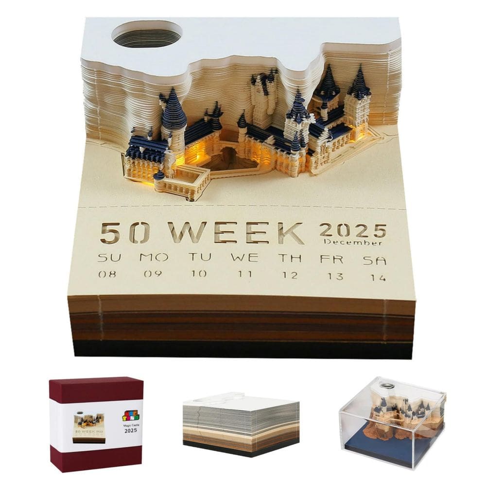 Calendário artístico 3D Memo Pad MACTANO 2025 com 160 páginas