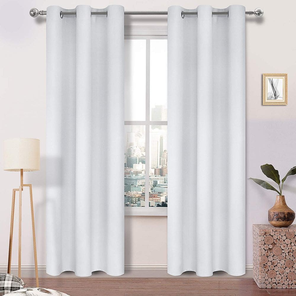 Cortinas Blackout DWCN com isolamento térmico, 38 x 84 polegadas, branco acinzentado