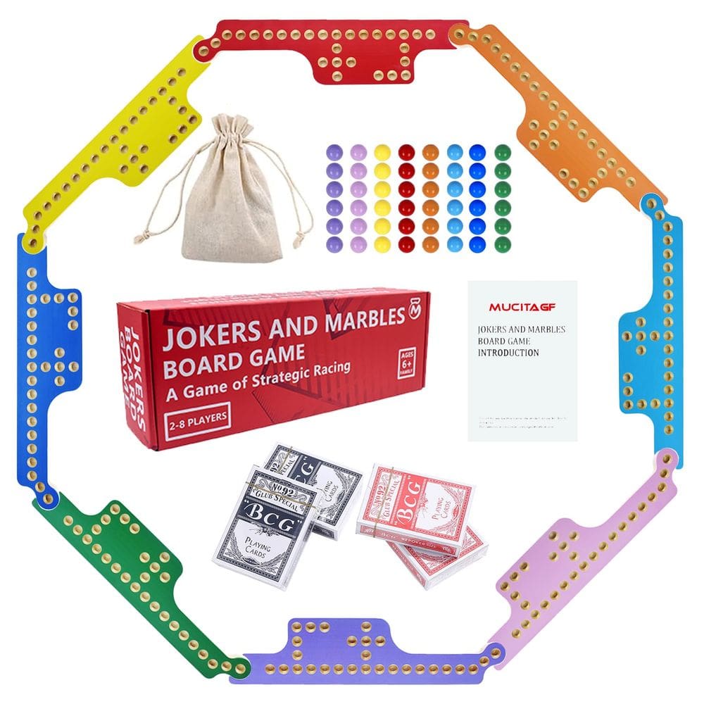 Jogo de tabuleiro MUCITAGF Jokers and Marbles para 2-8 jogadores