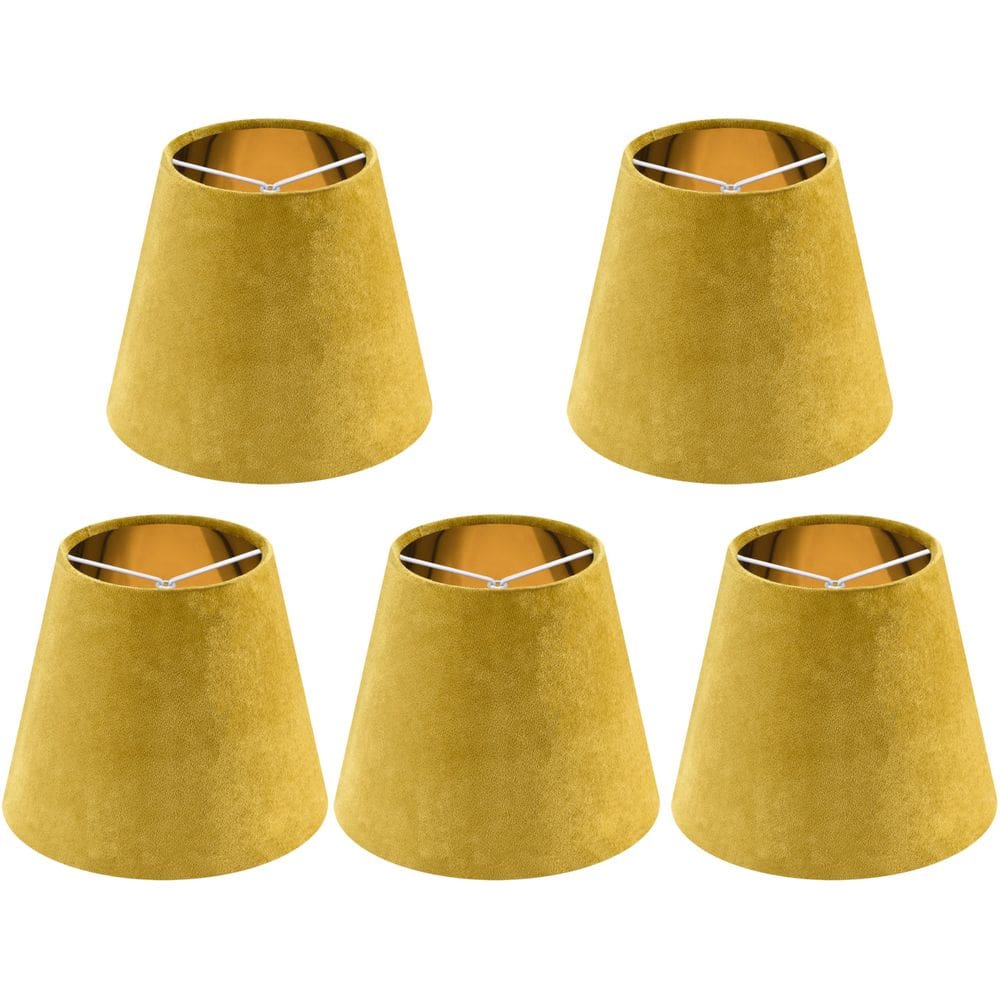 Conjunto de 5 abajures de candelabro de veludo amarelo arenoso