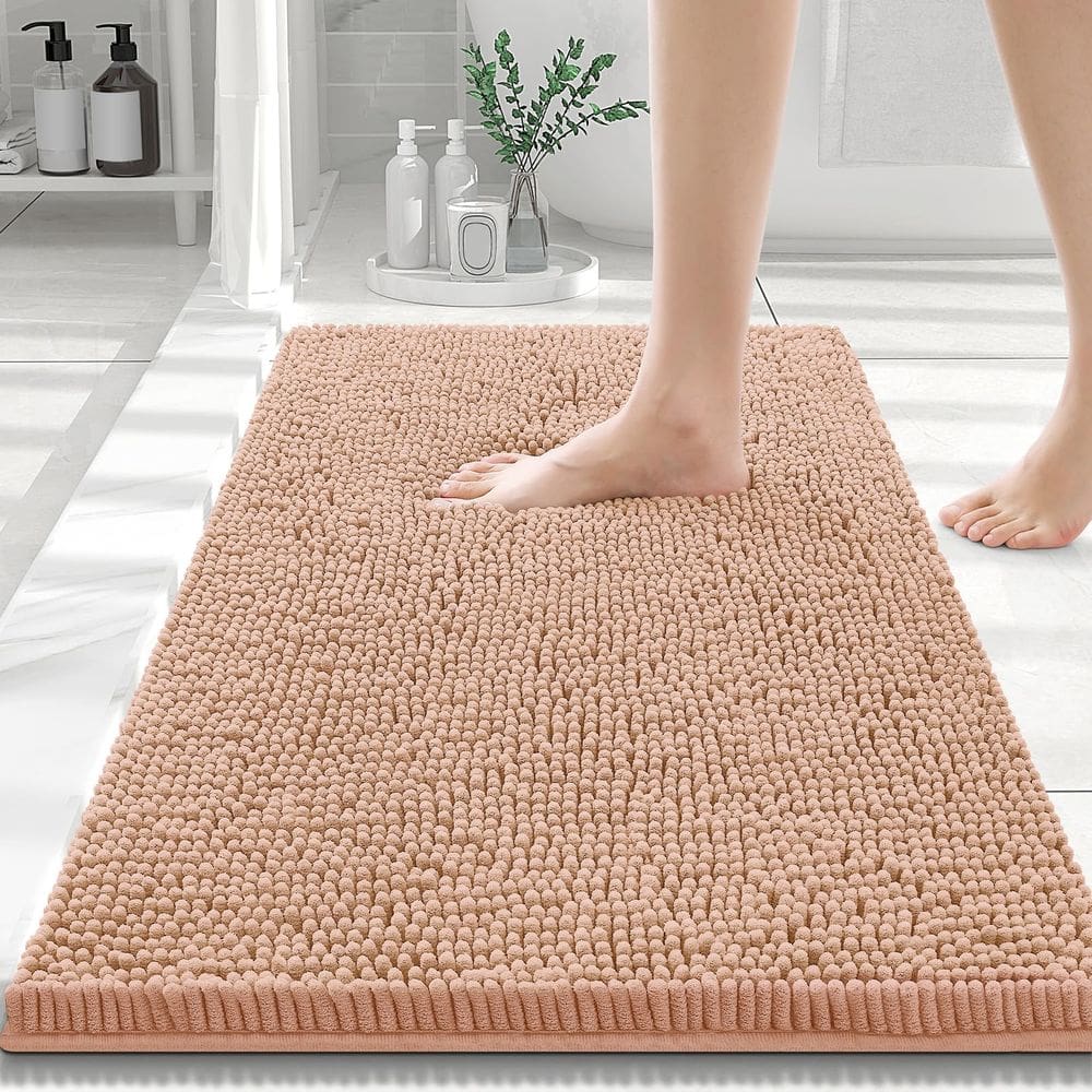 Tapetes de banheiro Smiry Luxury Chenille Extra Soft 30x20cm Peach