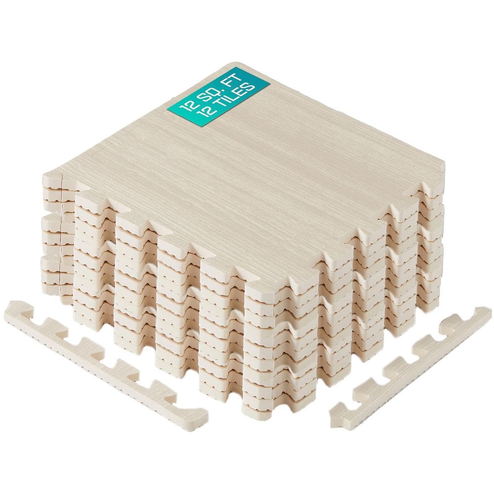 Tapete de exercícios Yes4All Wood Grain Puzzle de 12 pés quadrados com borda