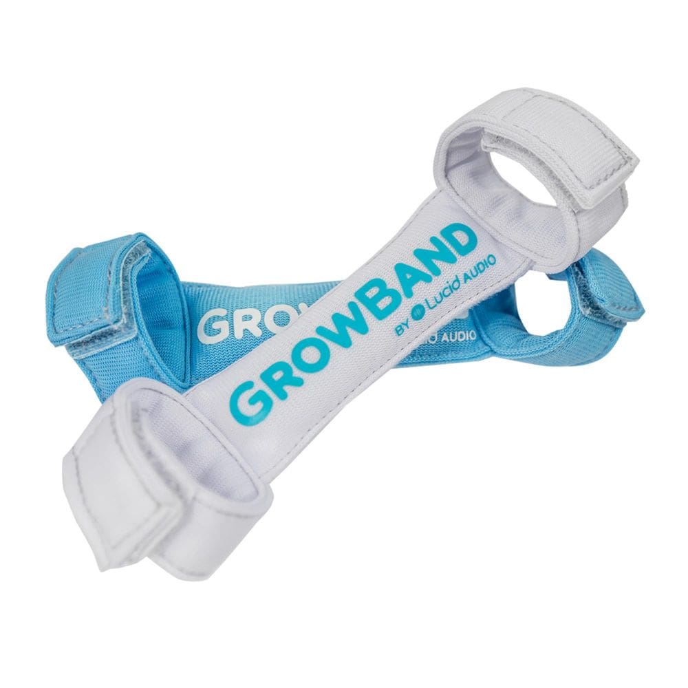 HearMuffs GrowBand Lucid Audio azul/branco para crianças de 0 a 4 anos, pacote com 2