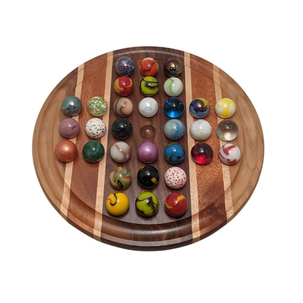 Jogo de tabuleiro Marble Solitaire Marble Board Games feito à mão 11"