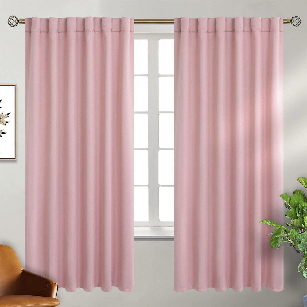 Cortinas Blackout BGment com isolamento térmico rosa 132x183cm