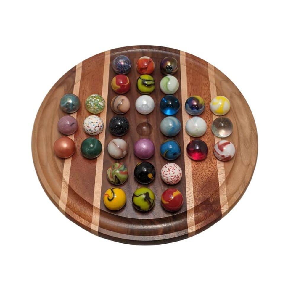 Jogo de tabuleiro Marble Solitaire Marble Board Games feito à mão 11"