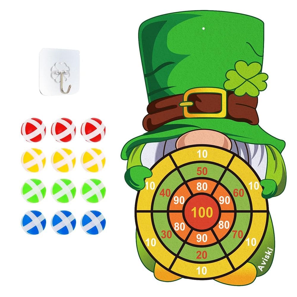 Conjunto de jogos de tabuleiro de dardos Aviski St Patricks Day Kids com 12 bolas