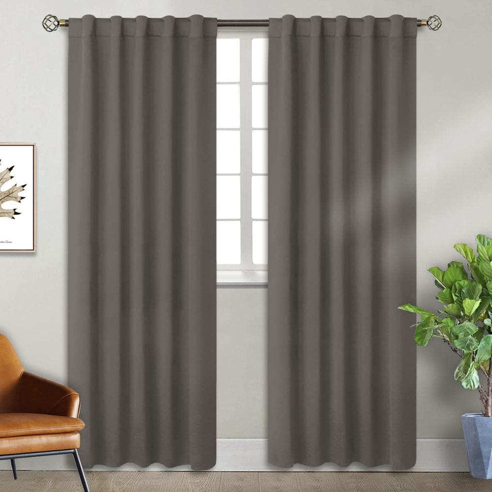 Cortinas Blackout BGment 42x213cm Grey Rod Edição de Bolso 2 painéis