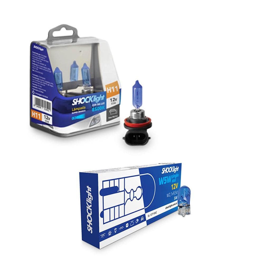 Lâmpadas Super Brancas Farol H11B  8500k + (W5W)