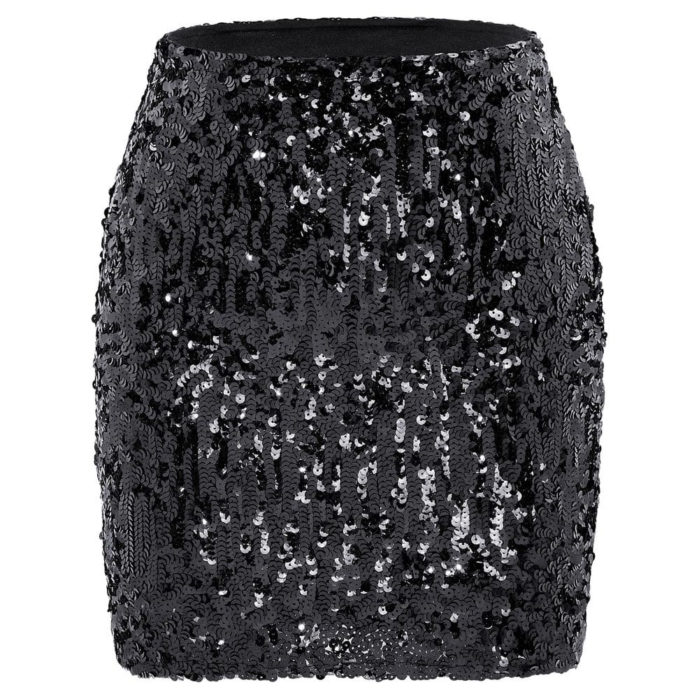Saia Zando Sequin Shiny Glitter Sparkly High Waist Black