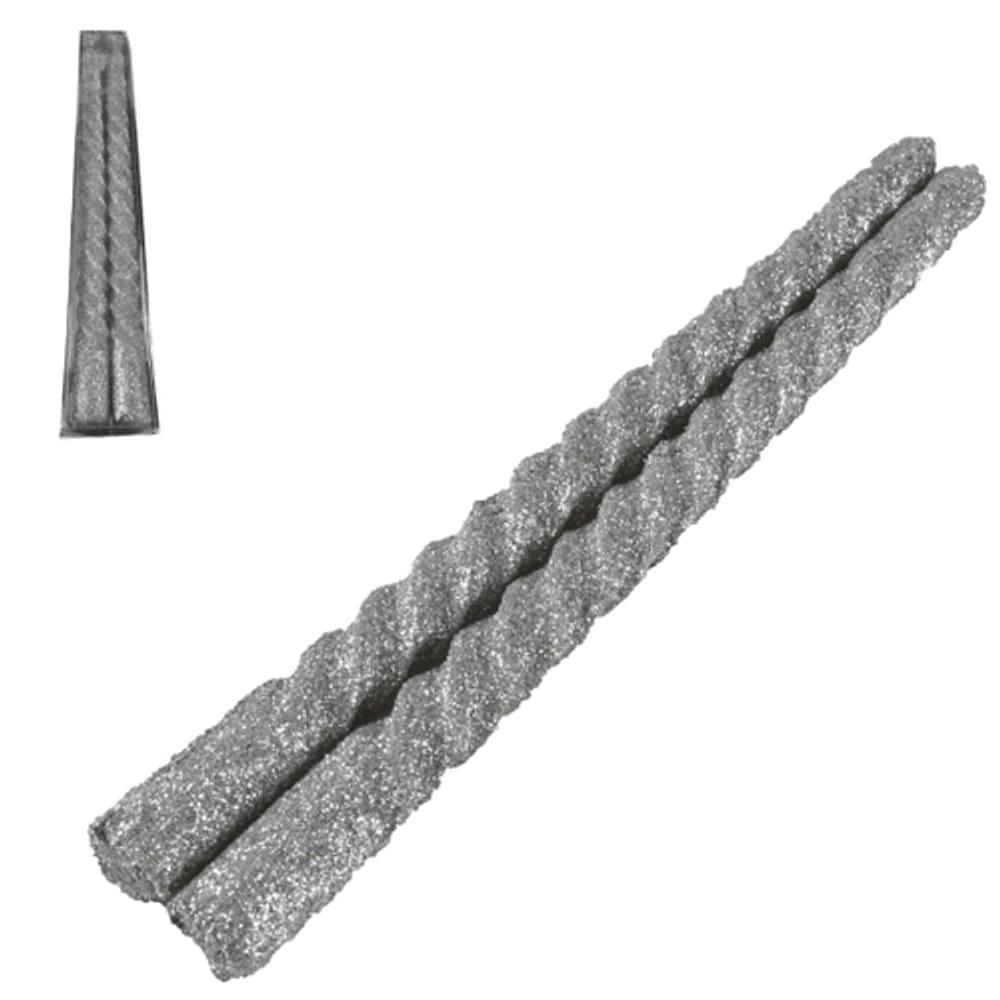 Kit 8 Velas Retorcidas De Natal Decorativa Com Glitter Prata