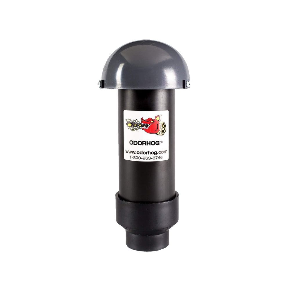 Filtro de tubo Vent Stack OdorHog Black ABS com tampa de cogumelo