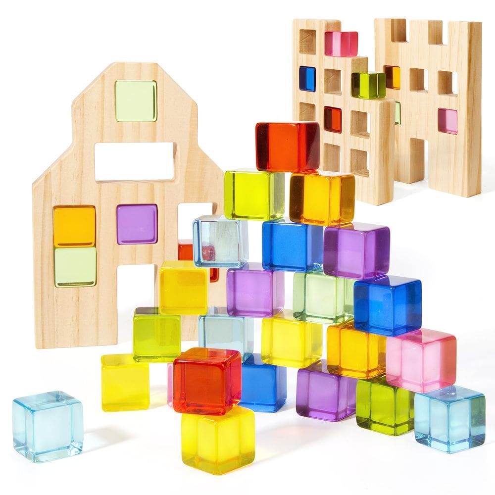 Conjunto de blocos de construção Woodtoe Wooden 36 peças Rainbow 3-6 anos