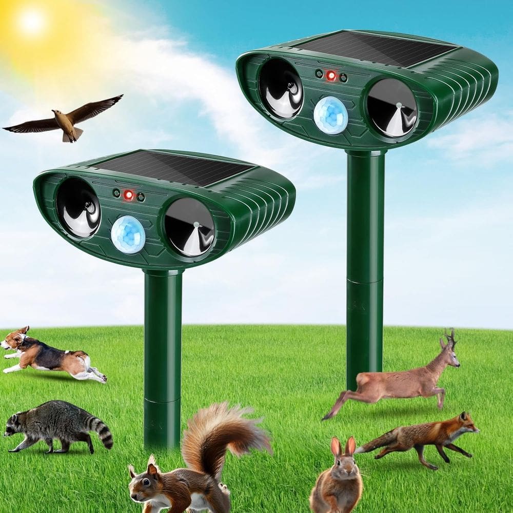 Repelente de animais CKUKARM Solar Ultrasonic, pacote com 2 unidades para uso externo