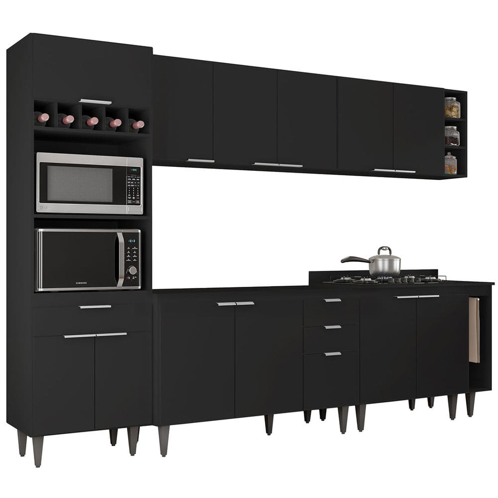 Armário de Cozinha CP07 Para Pia 120cm Pérola Z34 Preto     - Mpozenato