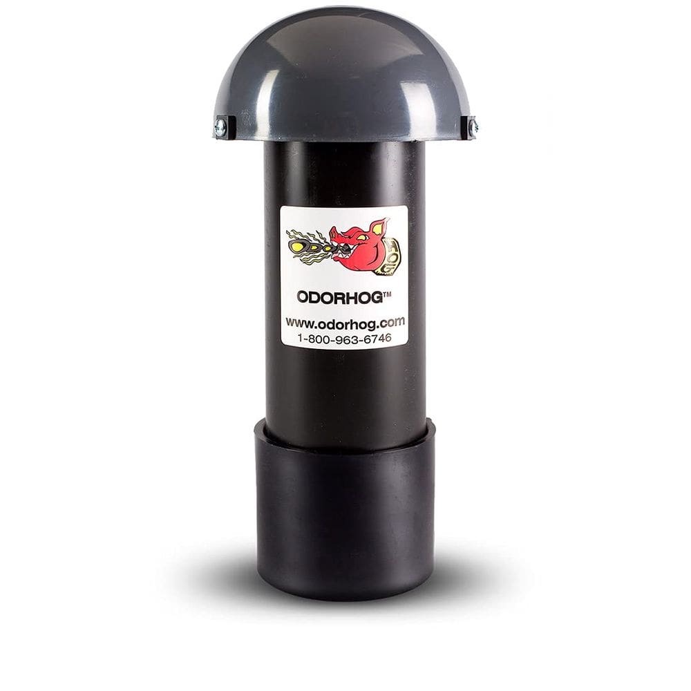 Filtro de tubo Vent Stack OdorHog Black ABS com tampa de cogumelo