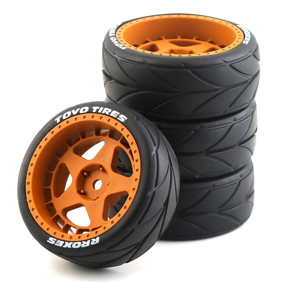 Conjunto de pneus e rodas 1/10 na estrada para o carro RC da HPI Ken Block