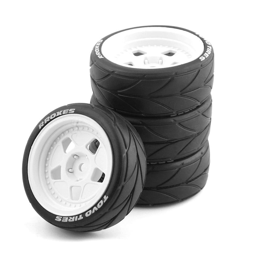 Conjunto de pneus e rodas 1/10 na estrada para o carro RC da HPI Ken Block