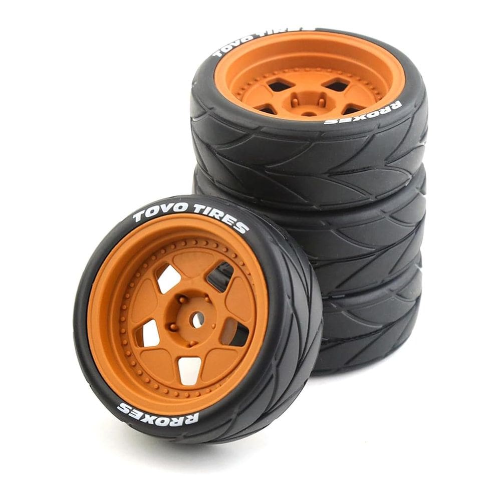 Conjunto de pneus e rodas 1/10 na estrada para o carro RC da HPI Ken Block