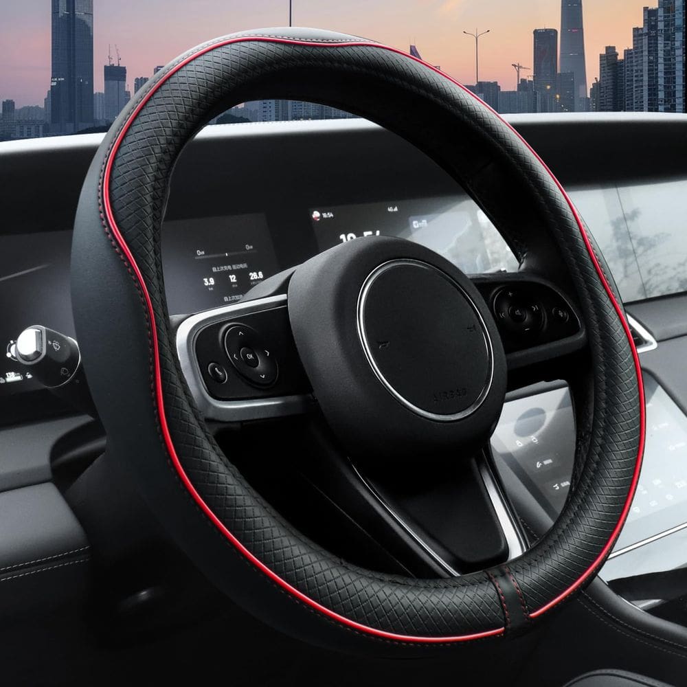 Capa de volante Ouzorp Microfiber Leather 37-39cm preta