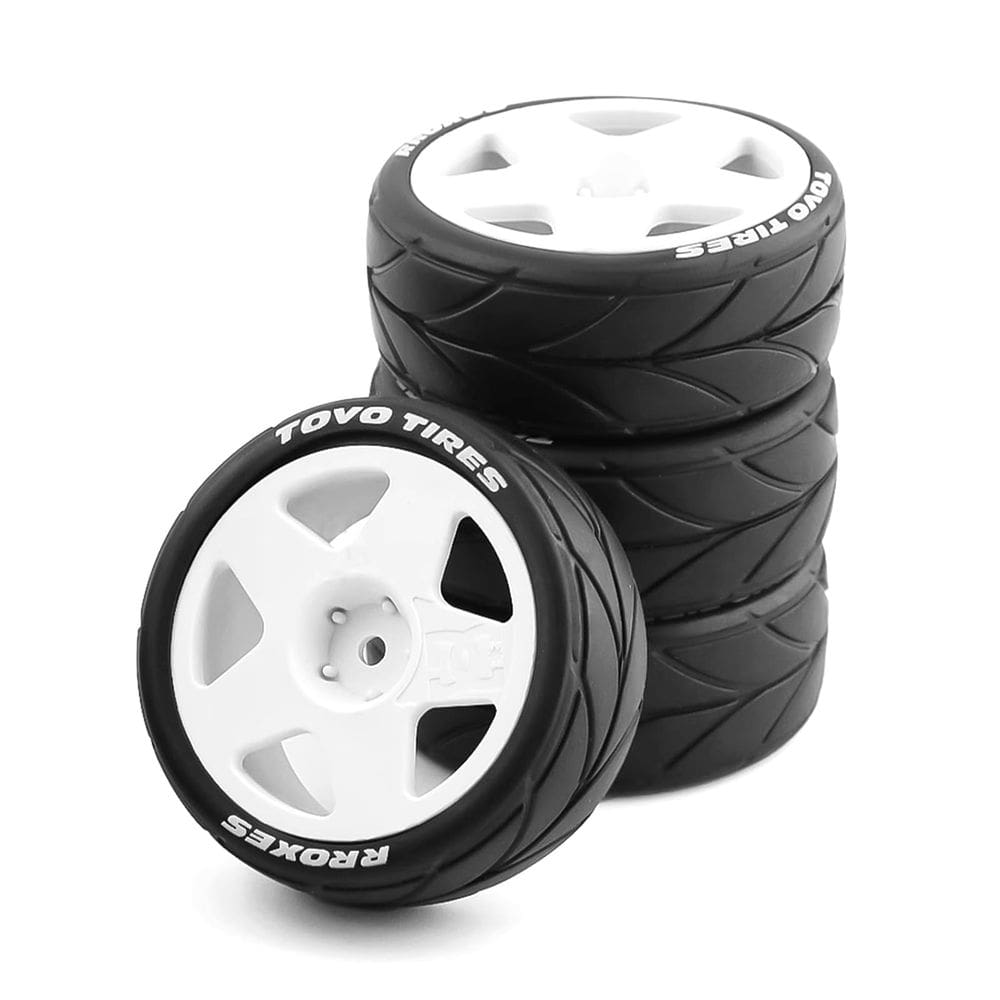 Conjunto de pneus e rodas 1/10 na estrada para o carro RC da HPI Ken Block
