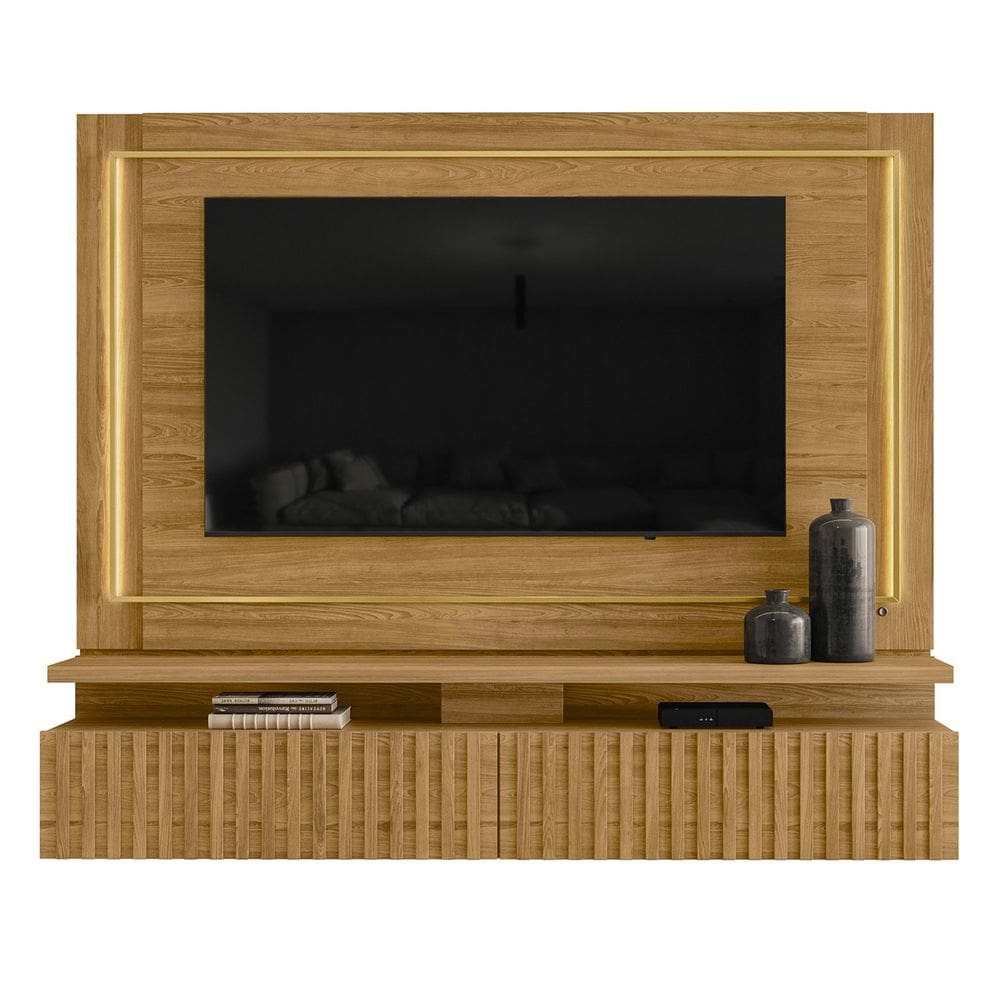 Estante Painel Para TV 75 Pol 216cm Mical Z10 Cumaru - Mpozenato