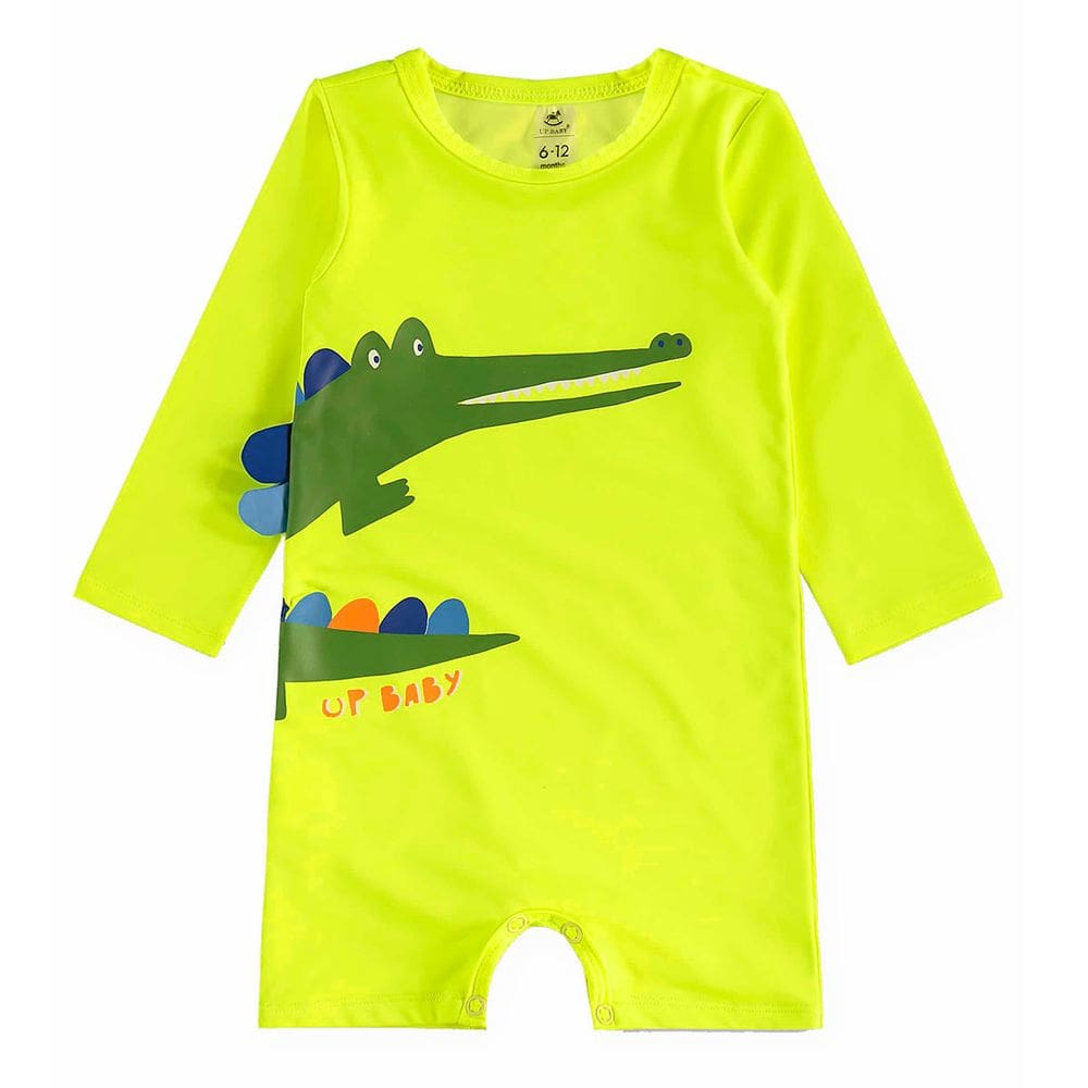 Macaquinho Praia Bebê e Infantil Proteção UV 50+ Jacaré Amarelo Flúor Up Baby