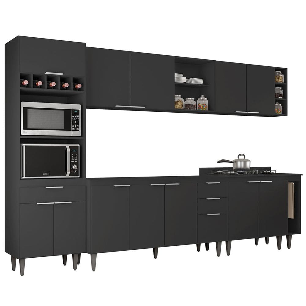 Armário de Cozinha CP07 Para Pia 150cm Pérola Z34 Preto     - Mpozenato