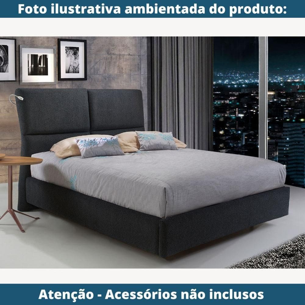 Cama sem Cabeceira MH-2696 Herval Estofado Queen para Colchão 158 cm em Linho  A