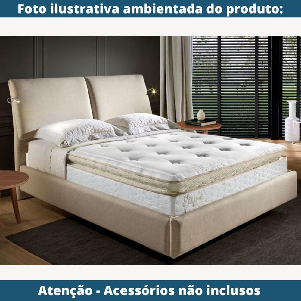 Cama sem Cabeceira MH-2696 Herval Estofado Casal para Colchão 138 cm em Linho Cinza C